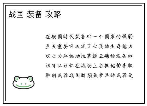 战国 装备 攻略